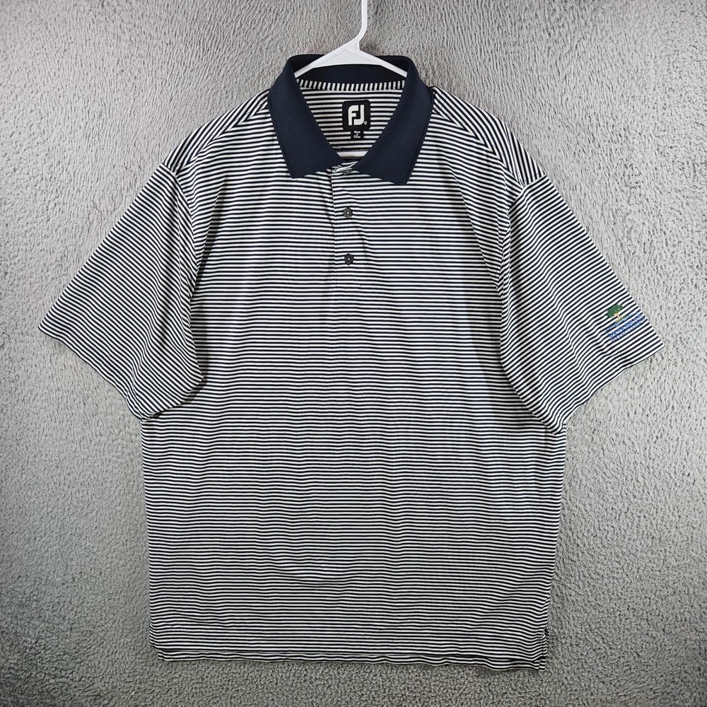 FootJoy ProDry Golf Polo Shirt Mens XL Navy White Striped Springbrook Logo XL